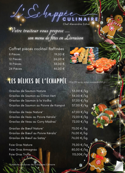 L'Echappée Culinaire assure une livraison à domicile pour vos délices festifs !